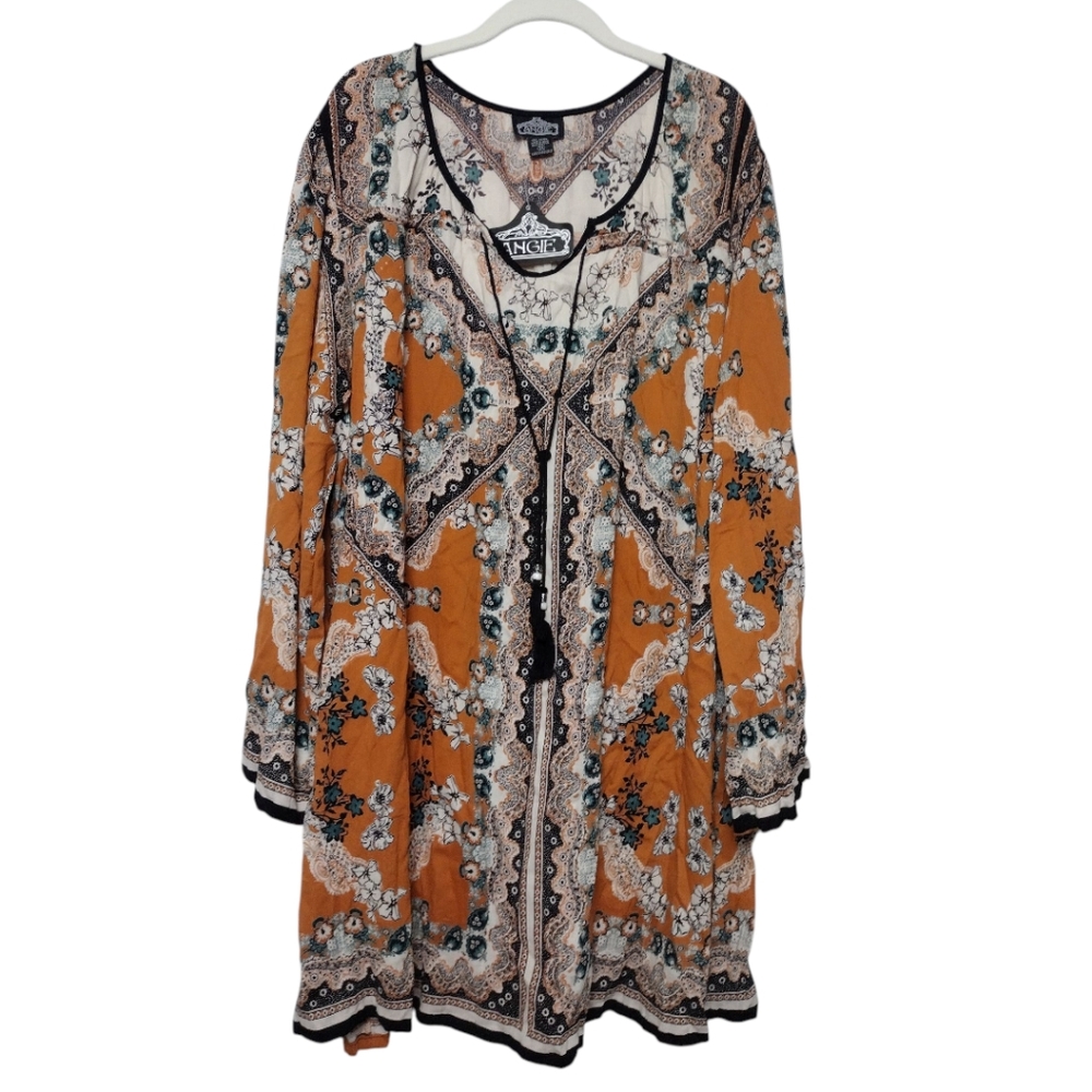 ANGIE Boho Floral Print Tunic Mini Dress